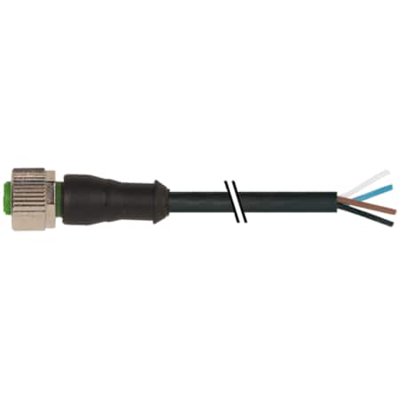 M12 Female 0° With Cable, PUR 4x0.34 Bk UL/CSA+robot+drag Chain 10m